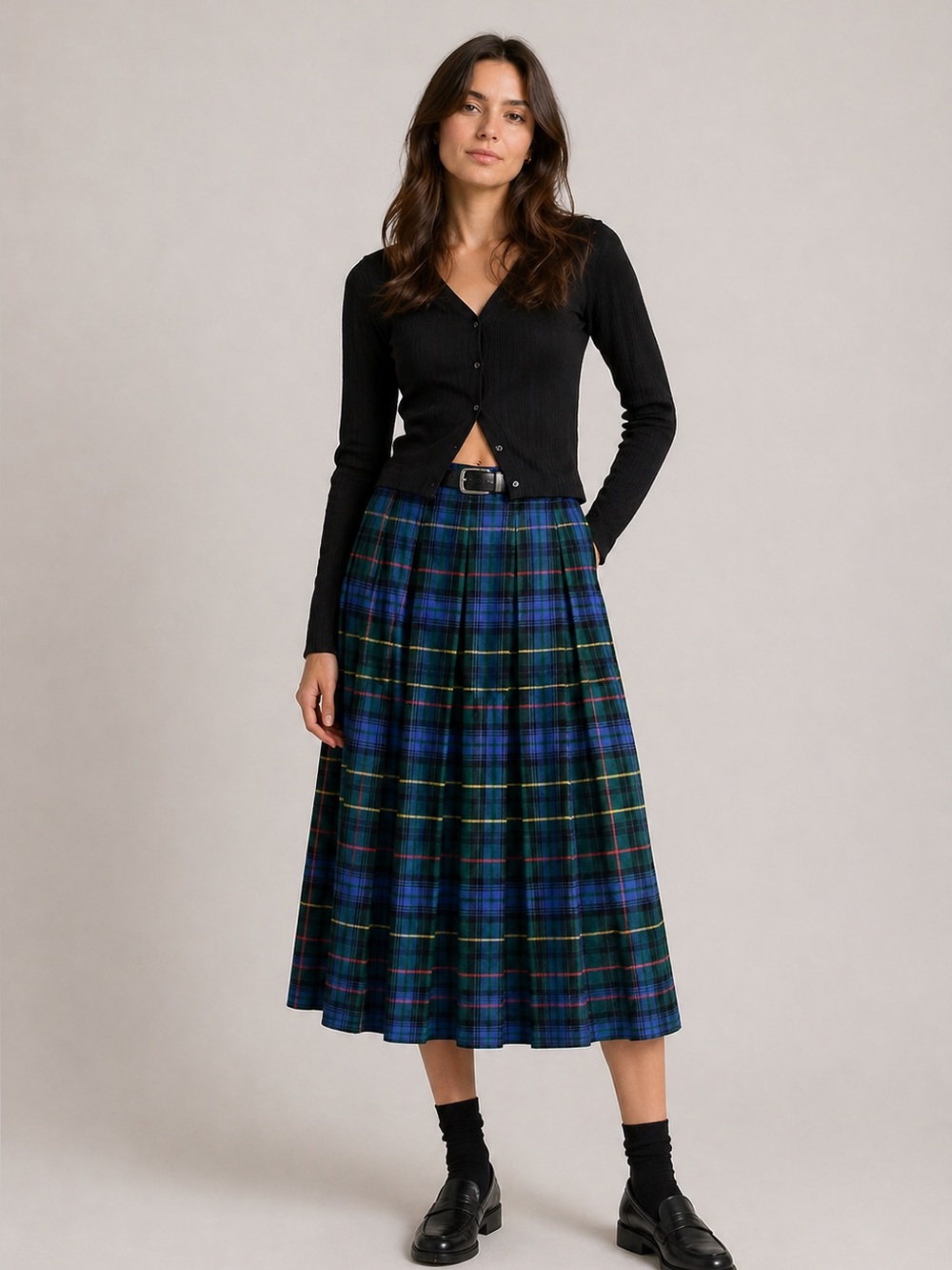 VTG Al Jean Of Canada Wool Plaid pleated skirt tartan